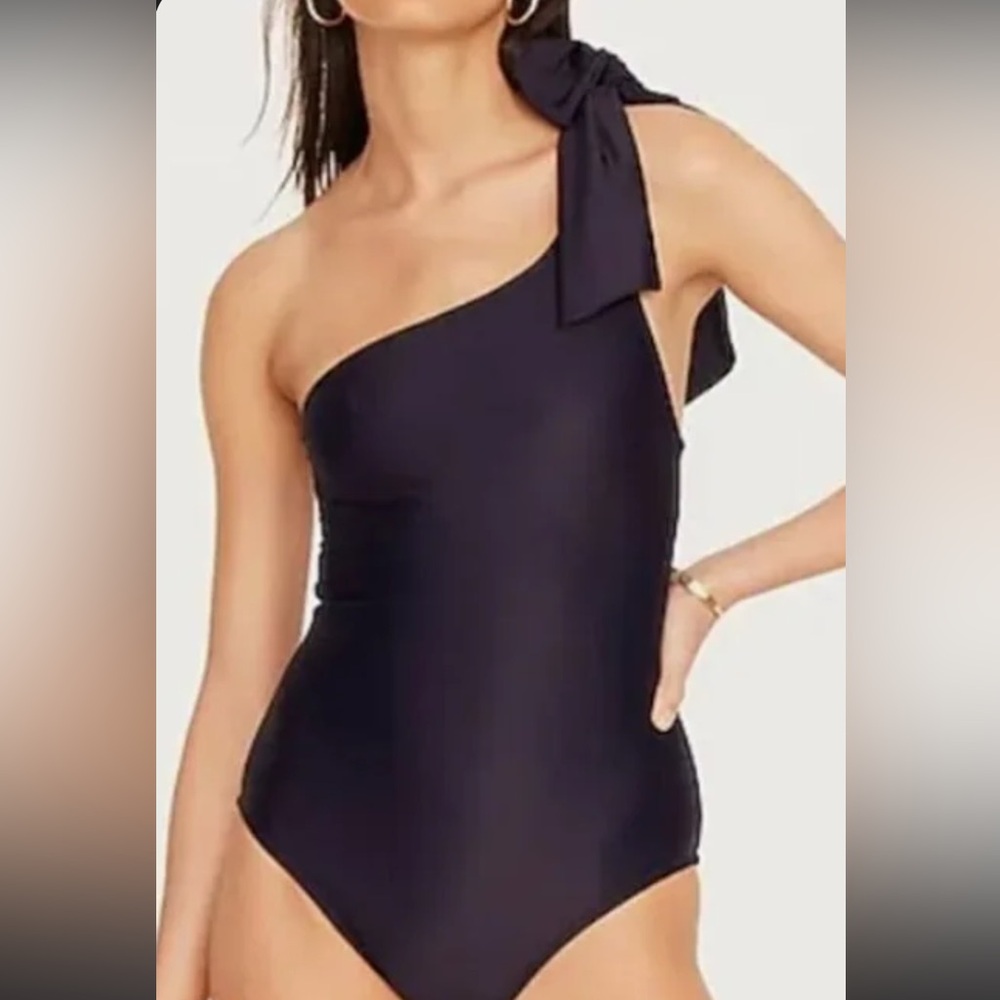 NWT navy J. Crew shoulder tie swimsuit, size 6